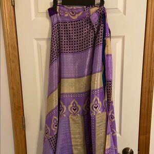 Purple and Cream Patterned Maxi Skirt